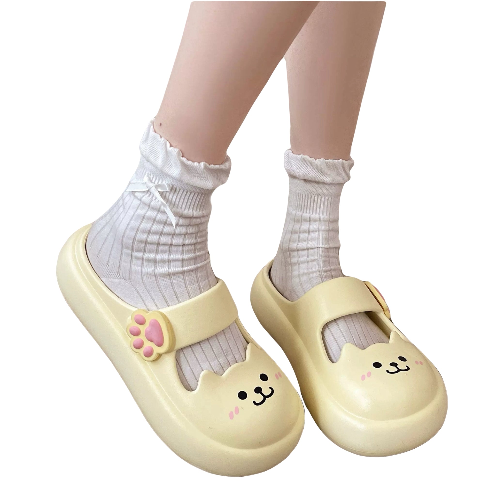 kawaii sandals cartoon clog slippers cute house shoes yellow
